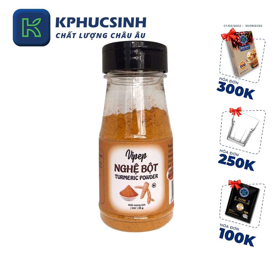 Bột nghệ bột Vipep 35gr nguyên chất 35gr KPHUCSINH - Hàng Chính Hãng