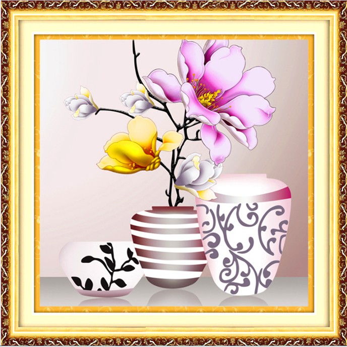 Tranh Thêu Chữ Thập   Hoa 6 Bức HH0854  KT:56X61CM
