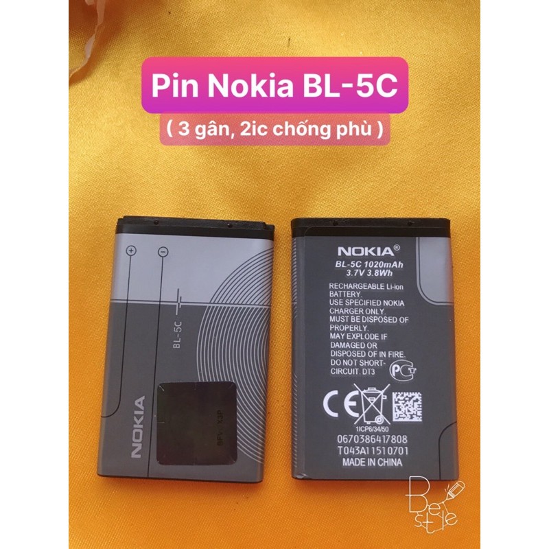 Pin Nokia BL - 5C chuẩn zin 3 gân,2ic chống phù