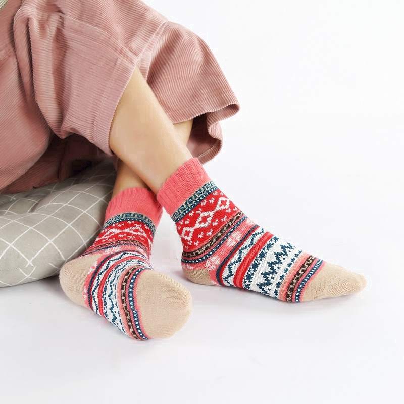 5 Pairs Womens Vintage Style Winter Warm Thick Knit Wool Cozy Crew Socks Girls in the tube Soft Sock | WebRaoVat - webraovat.net.vn