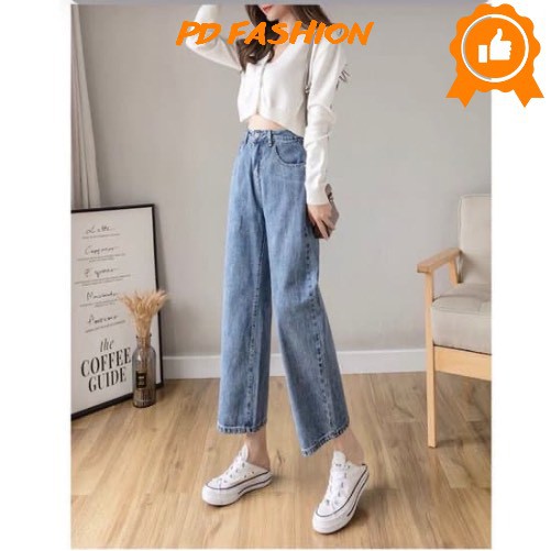 Quần bò ống rộng quần jean bò ống rộng quần jean bò ống suông jeans nữ cạp cao PD FASHION | BigBuy360 - bigbuy360.vn
