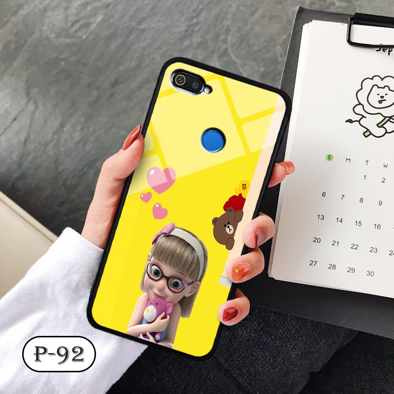 Ốp lưng kính 3D OPPO A12- hình cute