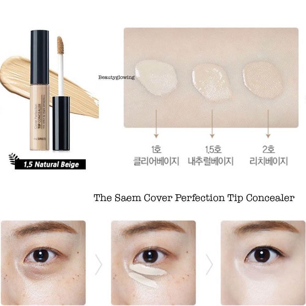 Kem Che Khuyết Điểm The Saem Cover Perfection Tip Concealer SPF28 PA++ 6.5g #1.5 Natural Beige
