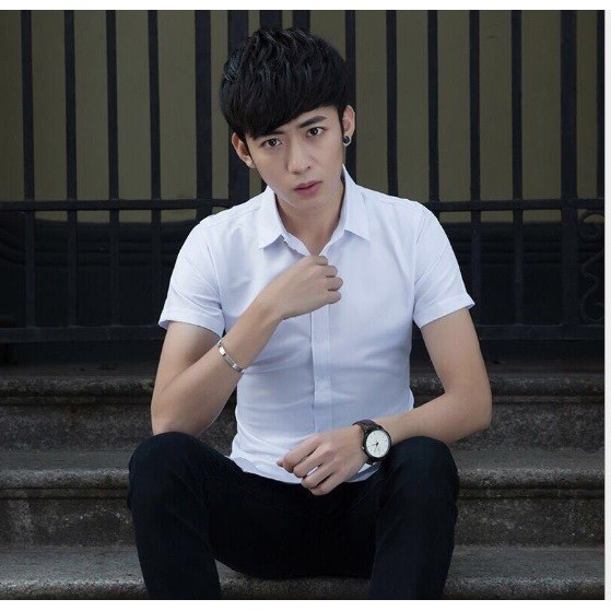 Áo sơ mi nam ngắn tay áo sơ mi nam cộc tay vải lụa nến mềm mịn thấm hút mồ hôi | BigBuy360 - bigbuy360.vn