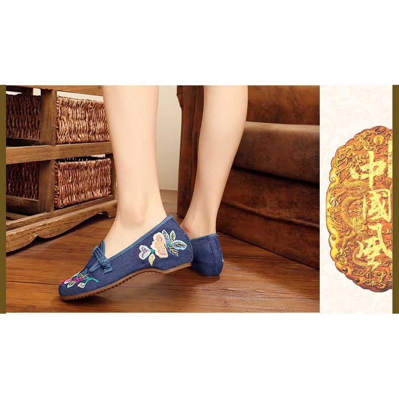 Giày búp bê thêu hoa phong cách Trung Hoa thanh lịch cho nữ | BigBuy360 - bigbuy360.vn