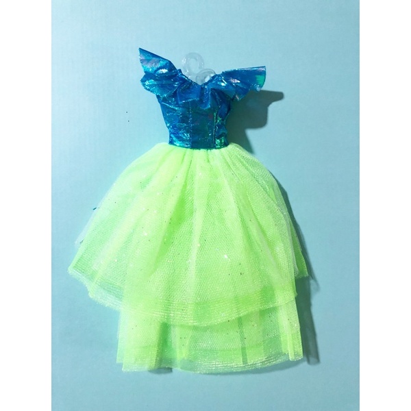 Đầm búp bê 30 cm - xanh lá và xanh dương