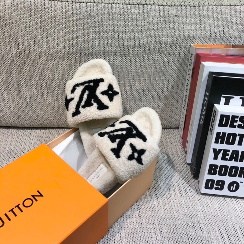 Dép lông cừu LV Louis Vuitton êm ái cao cấp, mẫu mới nhất thu đông 2021