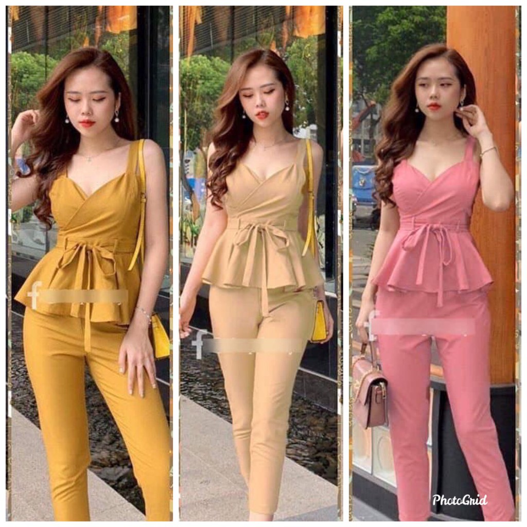 Set đồ bộ mặc nhà, kiểu dáng áo 2 dây quần 9 tất, chất liệu thun poly mềm mịn, cực co giản size 42-65kg