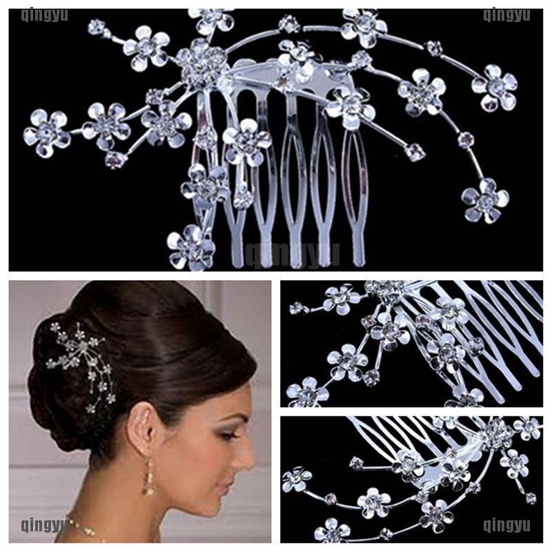 Trâm Hoa Đính Đá Cài Tóc Cô Dâu