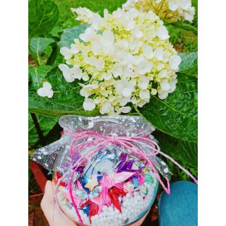 Lọ thuỷ tinh sao hạc giấy gấp sẵn kèm xốp trang trí