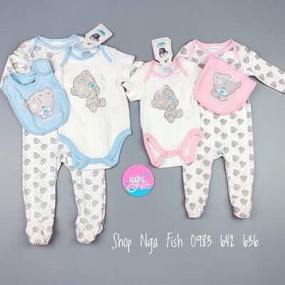 Sleepsuit cho bé trai bé gái Tiny  gồm  3 sản phẩm dễ thương Nga Fish S3BT