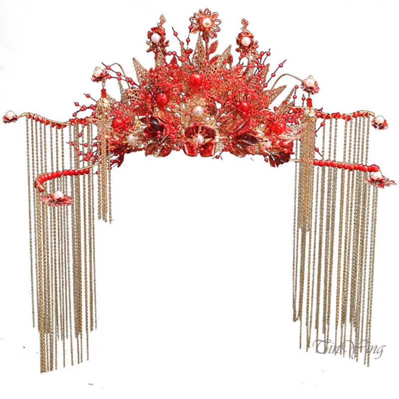 GETNOIVAS Bộ Vương Miện Và Bông Tai Phong Cách Cổ Điển Trung Hoa