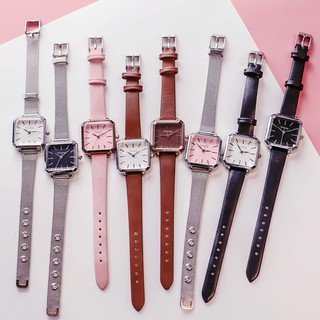 Đồng hồ nữ Ulzzang U015 mặt chữ nhật dây da mềm đeo êm tay, mặt vạch cực đẹp