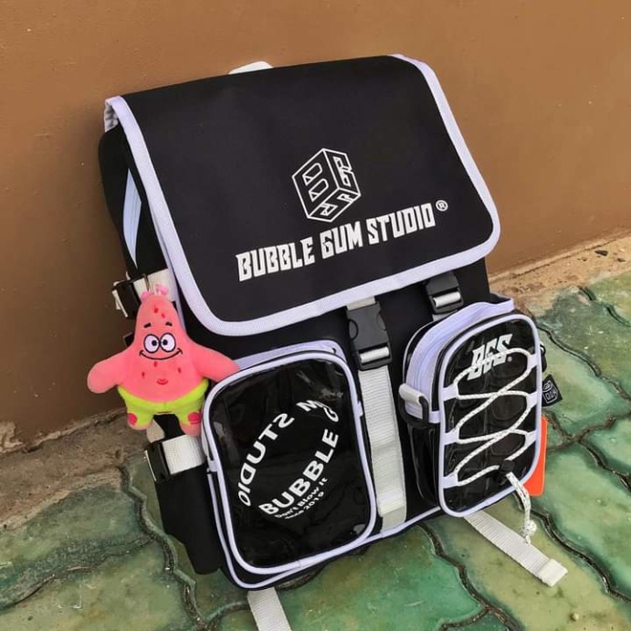 Balo bubble gum studio, cặp xách đi học, đi chơi (tặng tag MLC và giấy thơm)