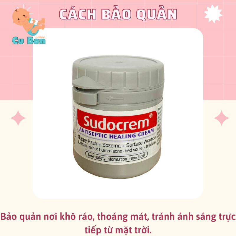 Kem Sudocrem 60g Antiseptic Healing Cream của UK dạng bôi chống hăm chàm bỏng xước da cho trẻ em và người lớn