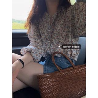 Áo sơ mi nữ dài tay hoa mỏng Hàn Quốc