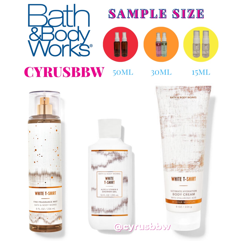 Bộ Sản Phẩm Mist Xịt Toàn Thân, Gel Tắm, Lotion White T Shirt từ Bath &amp; Body Works Mỹ