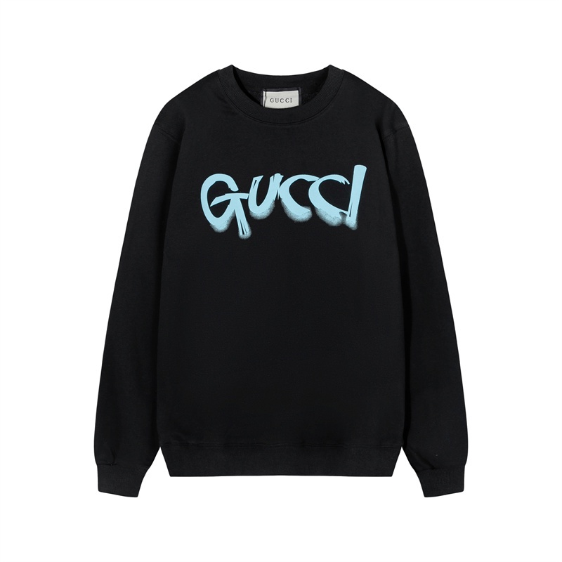 Gu Áo Sweater Cổ Thuyền In Logo Bảng Chữ Cái Vẽ Tay Chất Lượng Cao Đơn Giản Chất Lượng Cao Cho Cặp Đôi
