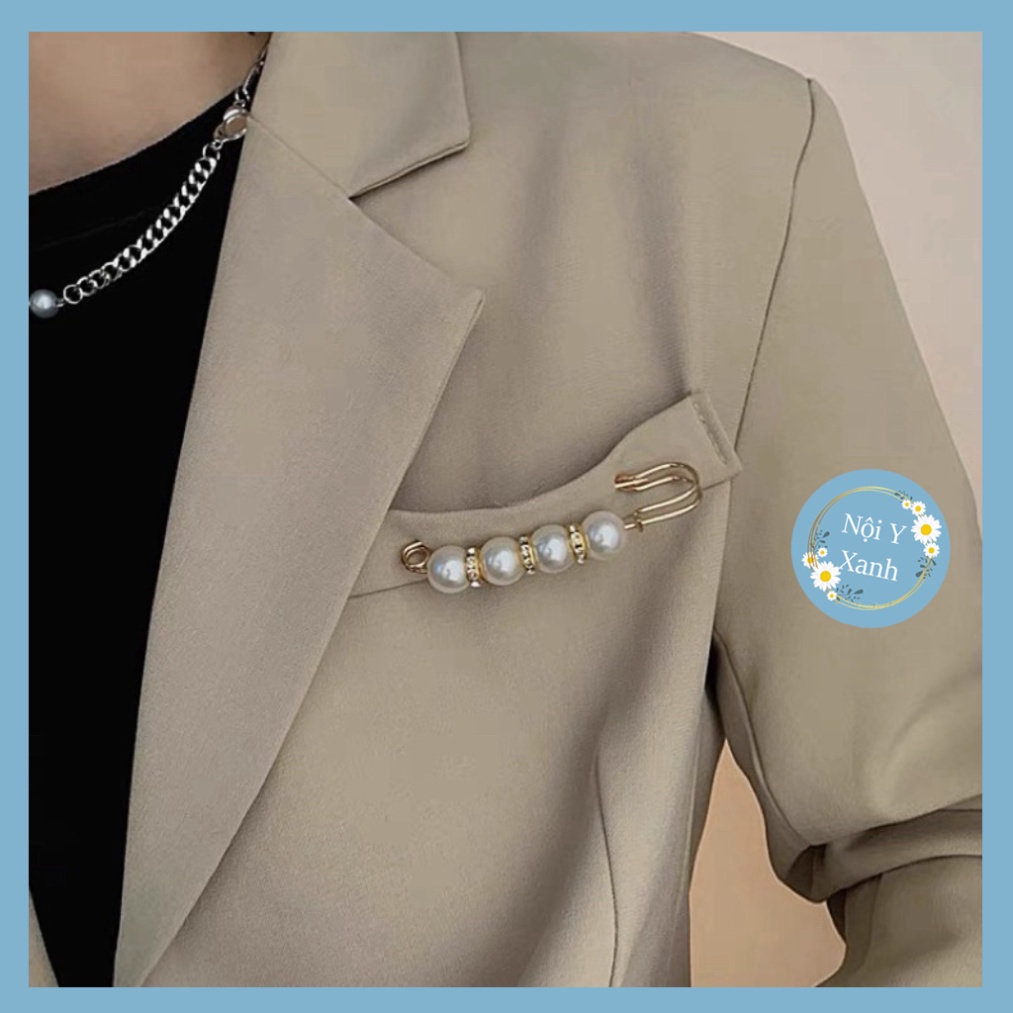 Set cài áo, gim quần áo đính ngọc trai đen nhân tạo siêu xinh pk 1 Nội Y Xanh chất thoáng mát cao cấp