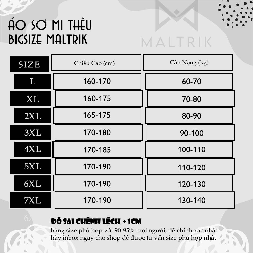 Áo sơ mi nam dài tay cổ thêu bigsize MALTRIK form rộng chất liệu kate lụa mềm mại có size lớn 130kg