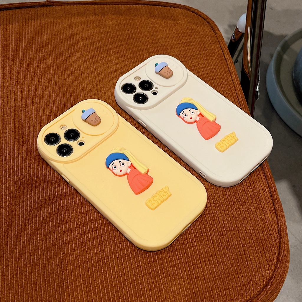 Ốp Điện Thoại Dẻo Họa Tiết Hoạt Hình Cô Gái Đẩy Cửa Sổ Chống Rơi Cho iPhone 11 / 12 / 12PRO MAX / 13PRO MAX / XR / XS