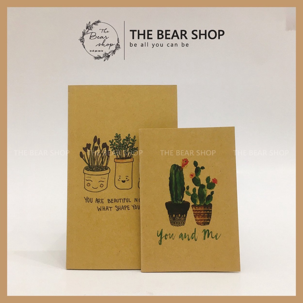 Combo sổ tay ghi chép handmade vintage giấy kraft - The Bear Shop