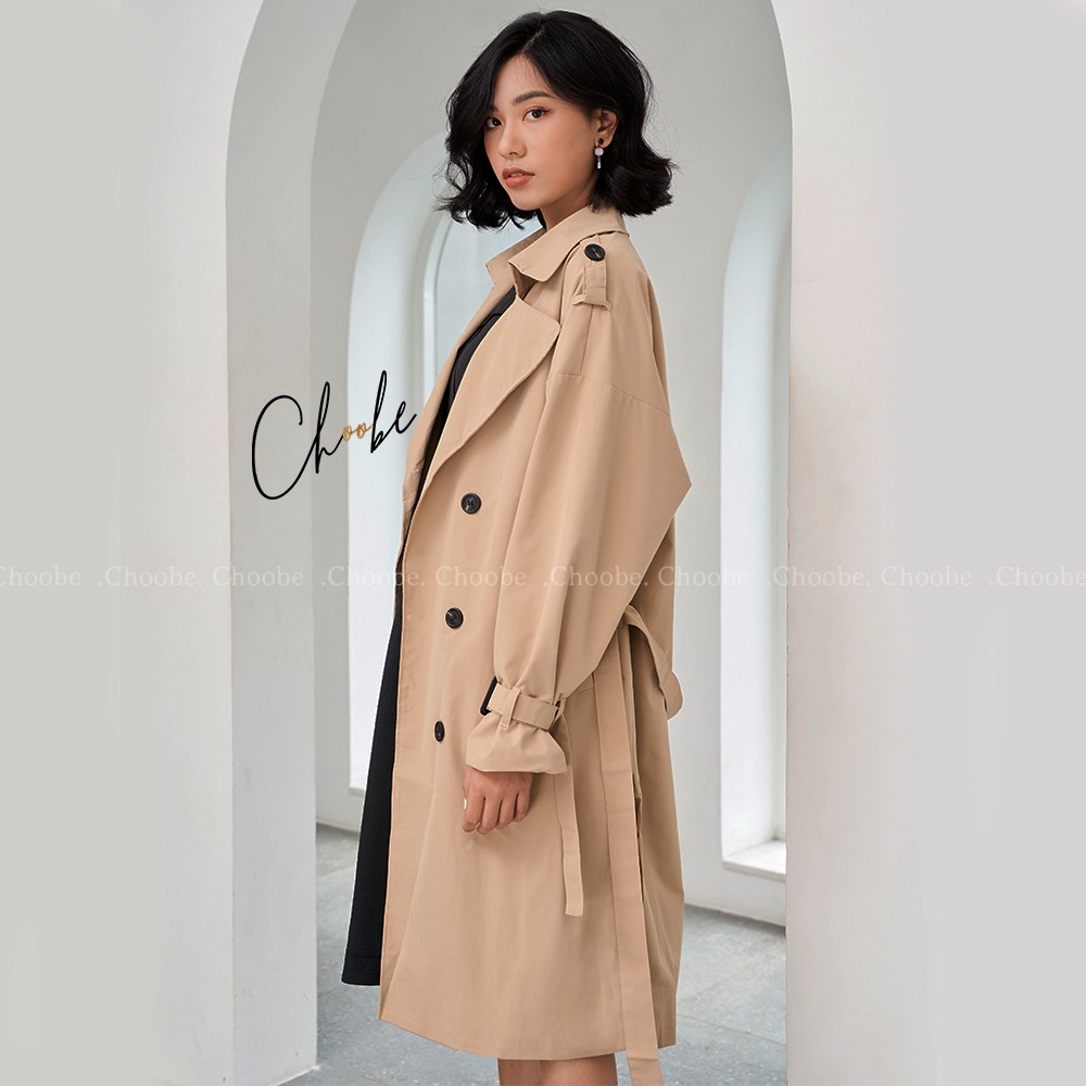 Áo khoác nữ Choobe dáng dài, măng tô vải kaki có lớp lót, phong cách thanh lịch, sang trọng  | BigBuy360 - bigbuy360.vn