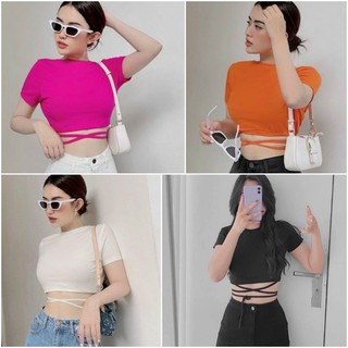 Áo thun croptop dây cột eo