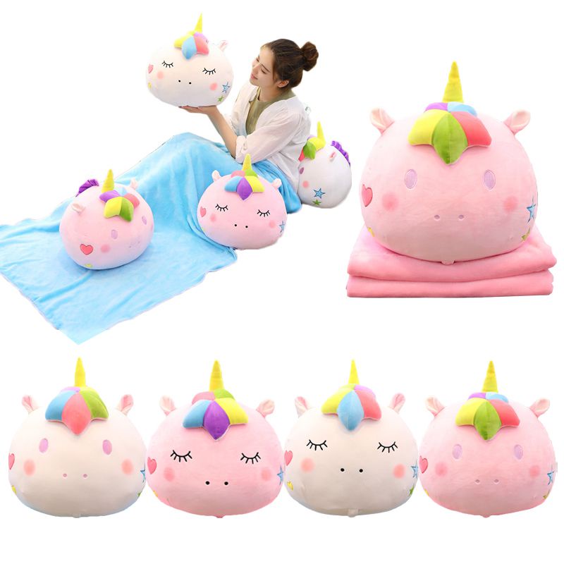 Chăn Gối Nhồi Bông Hình Kỳ Lân Hoạt Hình Đáng Yêu