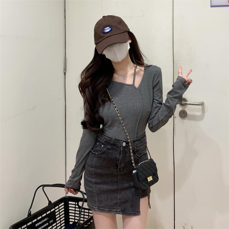 IELGY Áo Thun Ngắn Dáng Ôm Thiết Kế Độc Đáo Thời Trang Cho Nữ