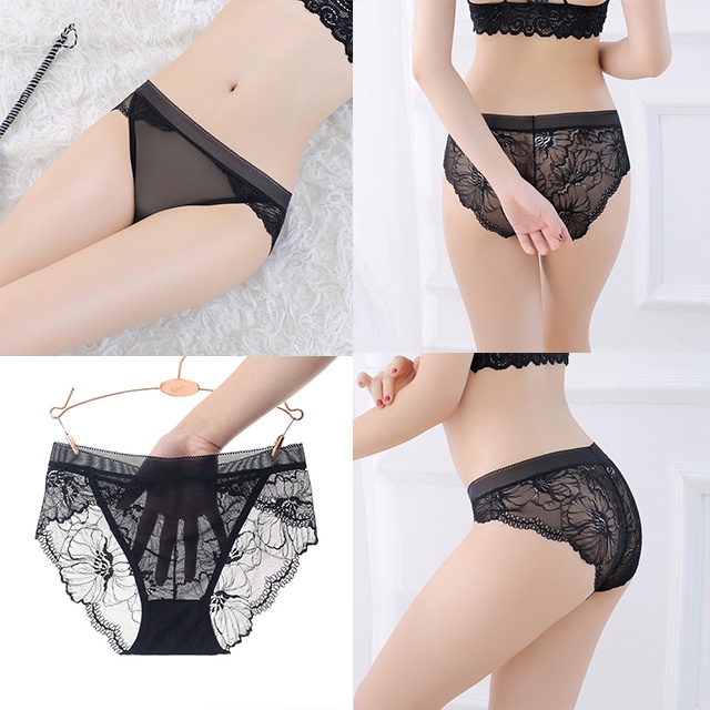 [FREESHIP❤️] Quần Lót Nữ Xuyên Thấu Siêu Mỏng Không Viền Phối Ren Hoa Freesize Dưới 65Kg