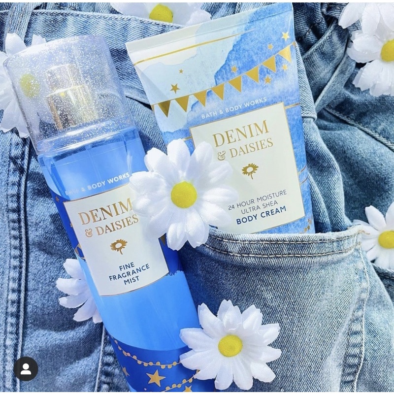 Auth_Fullsize DENIM DAISIES - Xịt Thơm Toàn Thân Body Mist Bath & Body Works USA