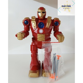 ROBOT NGƯỜI SẮT IRON-MAN DI CHUYỂN, CÓ ĐÈN NHẠC VÀ BẮN PHI TIÊU (Dùng pin)