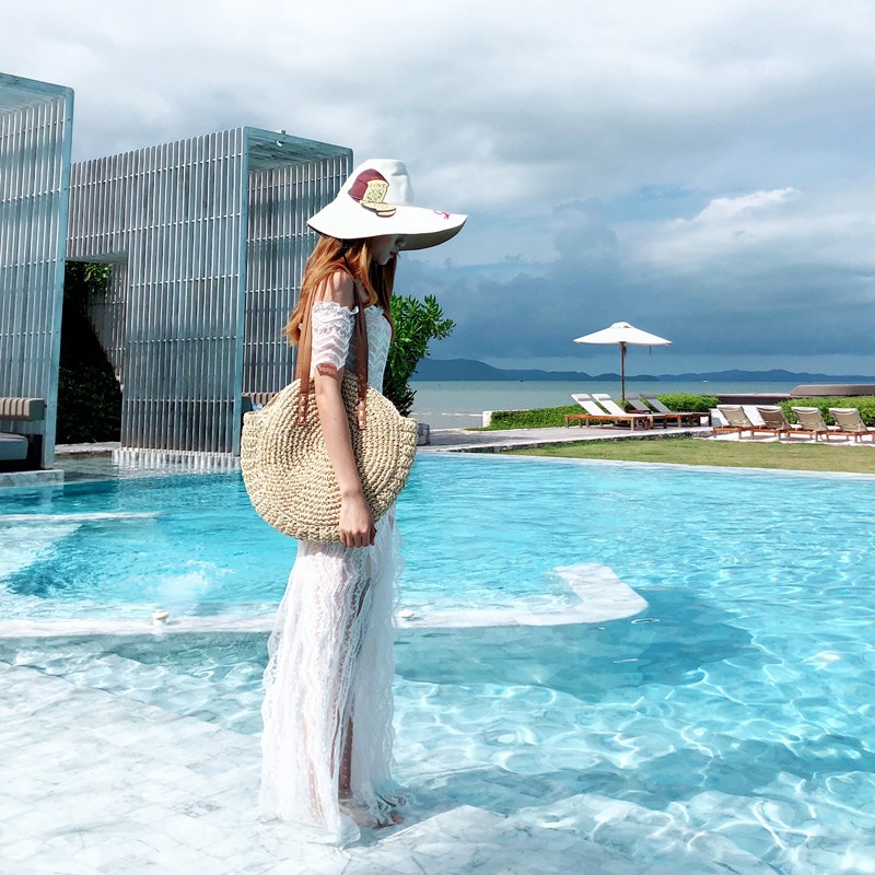 Túi xách đan lát cỡ lớn thời trang đi biển