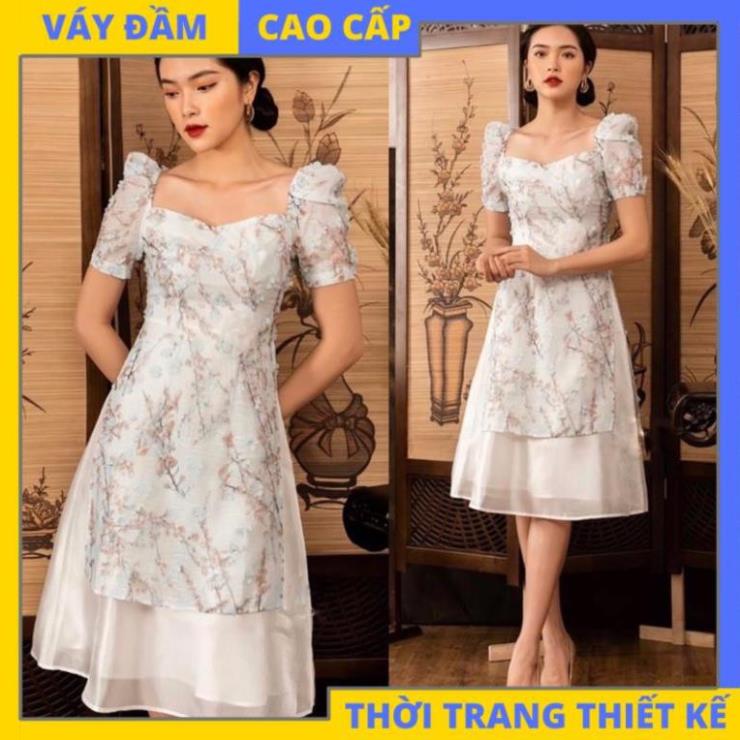 Đầm dự tiệc đầm dạ hội đầm sang trọng đầm cách tân ren hoa 3D cao cấp phối voan kiếng [HÀNG THIẾT KẾ CAO CẤP]