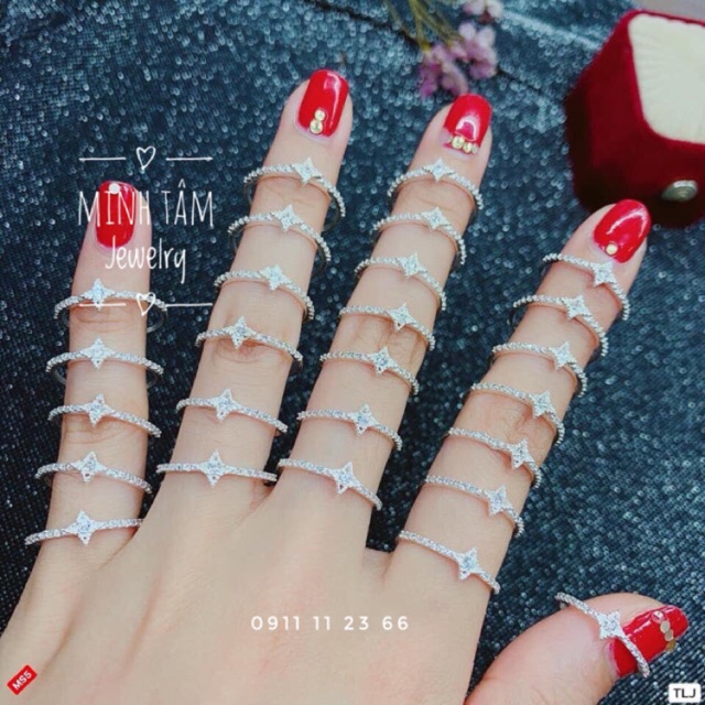 Nhẫn nữ bạc ta gắn đá hình ngôi sao năm cánh-Minh Tâm Jewelry