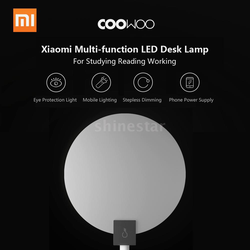 Xiaomi COOWOO U1 LED Desk Lamp Smart Table Bedside Lamp Eye Protection Light Adjustable 4000mAh Power 2USB Mobile P