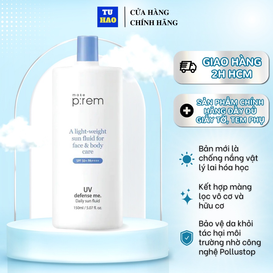 Sữa Chống Nắng Vật Lý Make P:rem UV Defense Me. Make Prem Sun Fluid SPF 50+ PA++++ 55ml