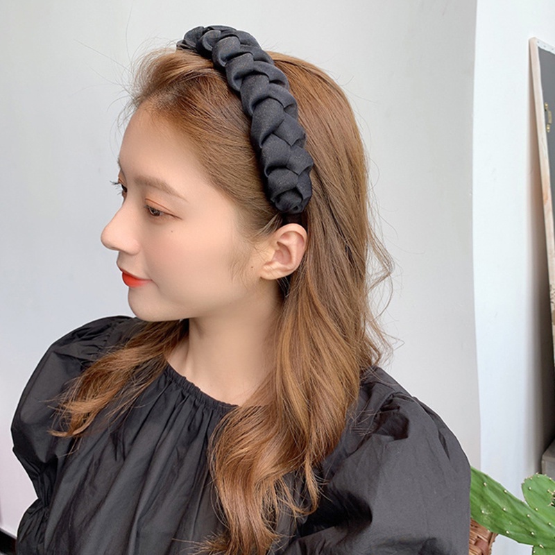 Băng Đô Cài Tóc Vải Satin Lưới Màu Trơn Không Trượt Phong Cách Vintage Cho Nữ