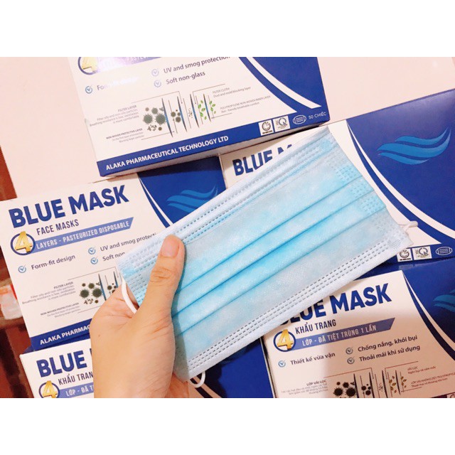 Khẩu trang y tế Blue Mask 4 lớp kháng khuẩn chống bụi mịn giọt bắn - Trung Đông pharmacy