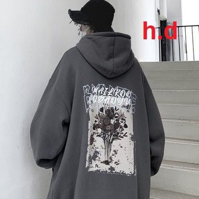 Áo hoodie dáng rộng dài tay lọ hoa Chất nỉ ngoại phong cách Hàn Quốc mùa thu đông cho nam