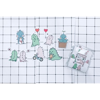 Sticker khủng long xanh cute,STT2 ,sticker to cắt rời in hình dễ thương