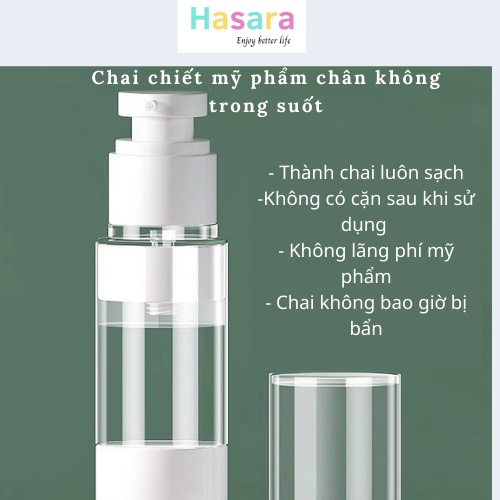 Chai chiết mỹ phẩm du lịch, lọ chiết mỹ phẩm chân không trong suốt dung tích 20ml, 30ml, 50ml