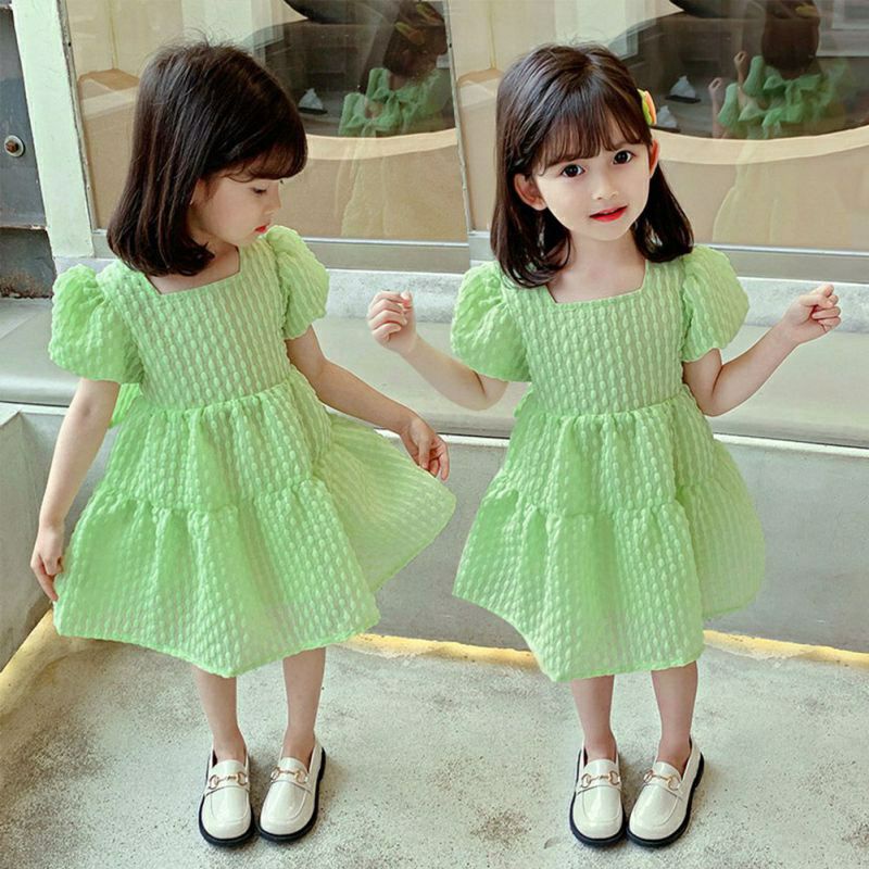 Váy bé gái thắt nơ lưng tay bồng dễ thương / Đầm công chúa bé gái size 8 - 25ky