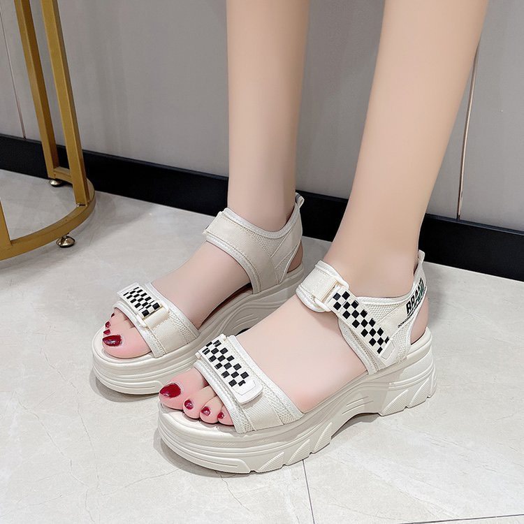 Sandal nữ carô 2 quai độn đế 5p siêu đẹp