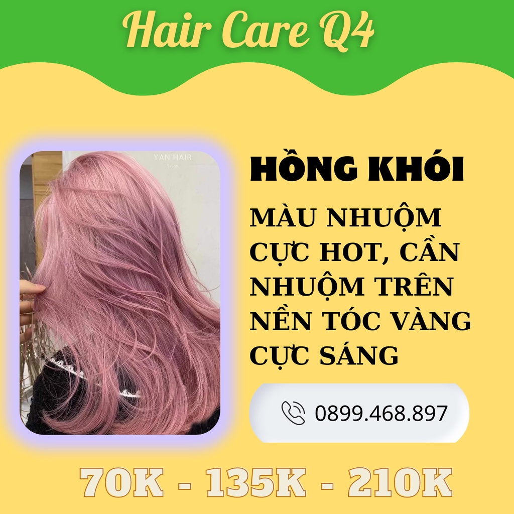 Thuốc nhuộm tóc màu hồng khói, nâu đào khói, xám hồng, hồng pastel- Hair Care Q4