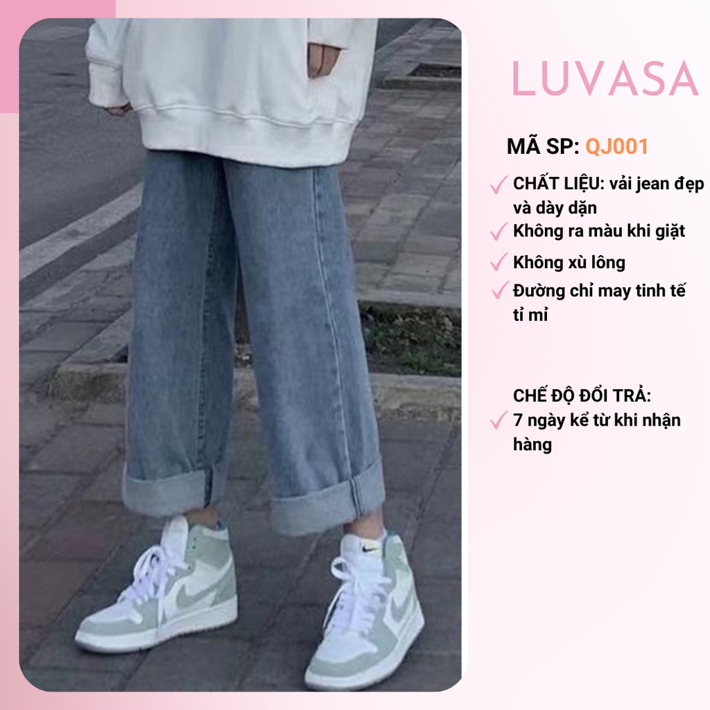 Quần jean nữ ống rộng suông lưng cao bigsize đẹp Luvasa QJ001 | BigBuy360 - bigbuy360.vn
