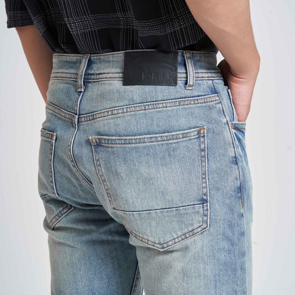 Quần Jean Nam Đẹp Chất Bò Local Brand KRIK Dáng Slimfit Màu Xanh Rách Xước QJ1003 | BigBuy360 - bigbuy360.vn