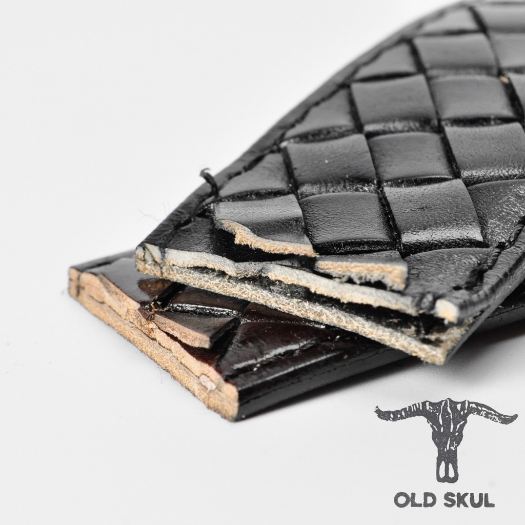 Dây thắt lưng da đan kết bản 38mm Old Skul, khóa đồng thau, phong cách vintage DL262