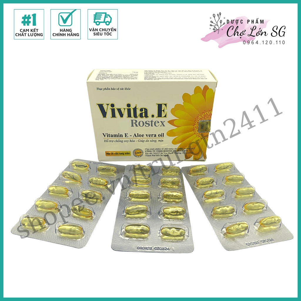 Viên uống đẹp da Vitamin E 4000mcg, tinh dầu lô hội làm đẹp da, chống lão hóa - Hộp 30 viên